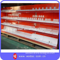 Retail cosmetic display shelves with pusher system